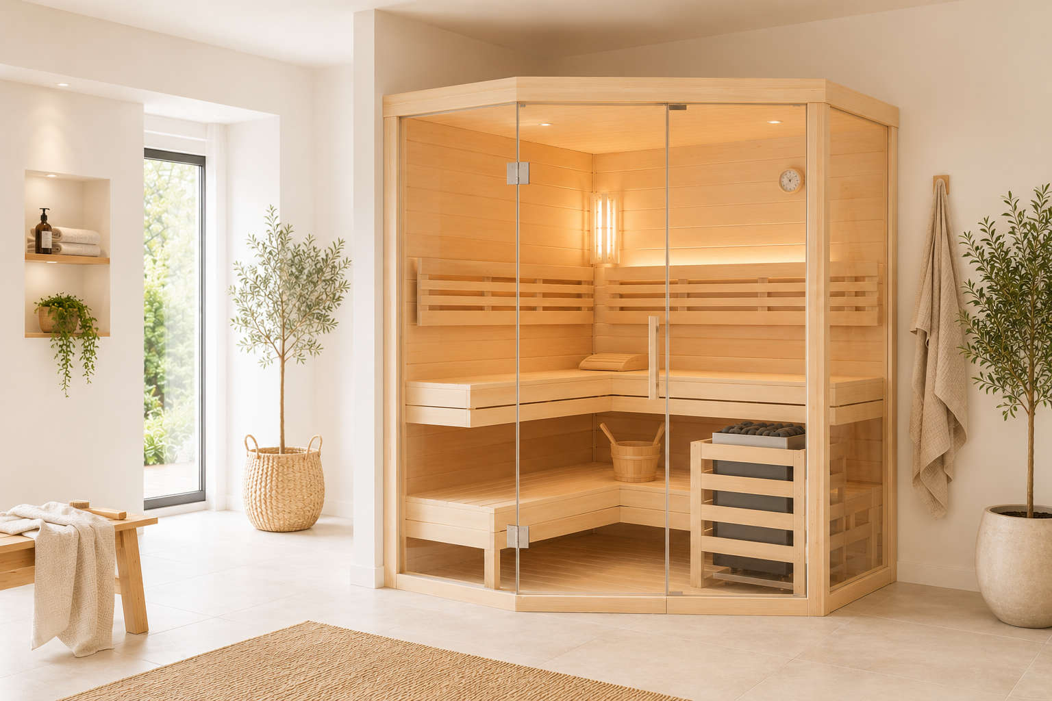 Moderne Heimsauna aus Holz