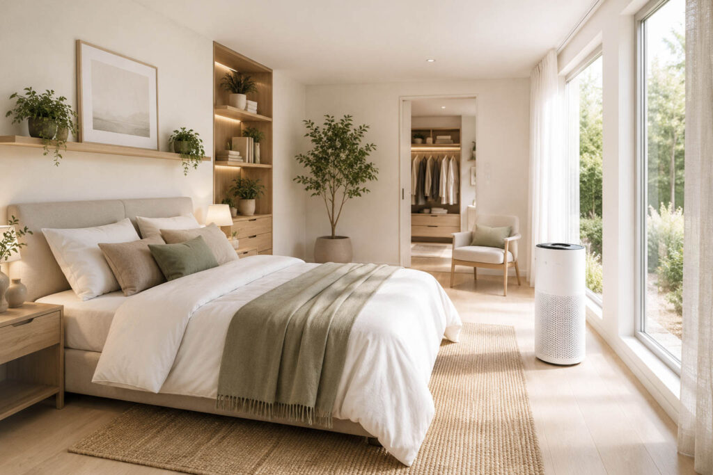 Modernes Schlafzimmer mit Wohnbereich