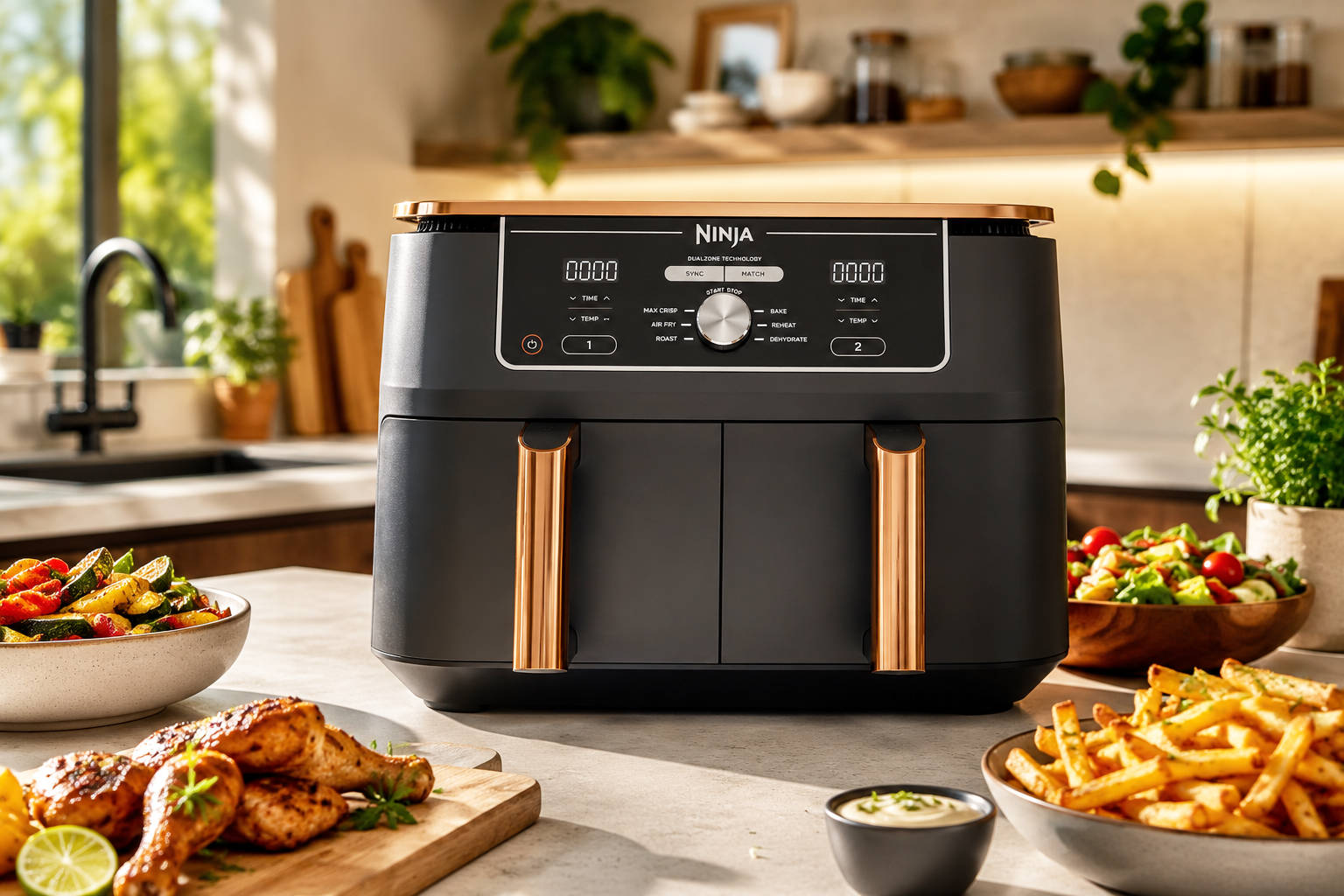 Airfryer wird für die Zubereitung vorbereitet