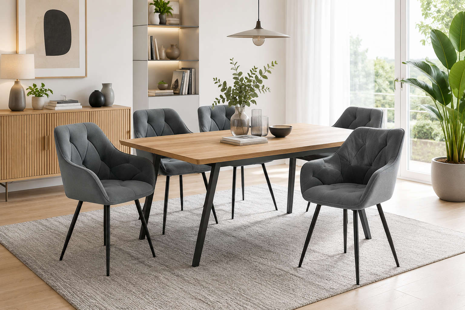 Moderne Esszimmerstühle am Esstisch