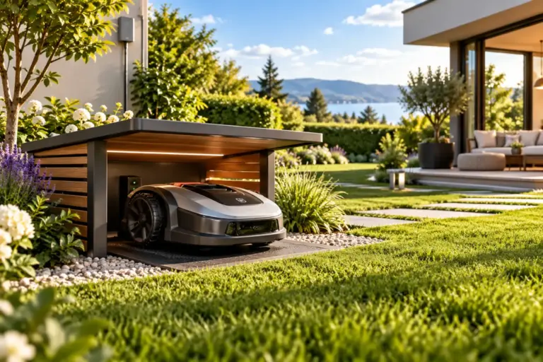 Mähroboter-Garage richtig aufstellen: Standort, Schutz und Ladestation